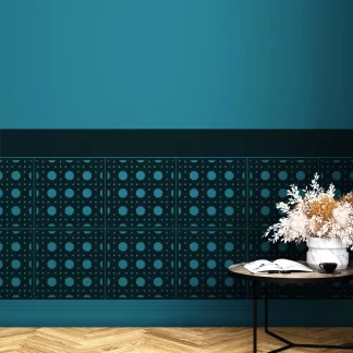 houten lambrisering rattan motief