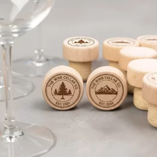 houten wijnstopper logo