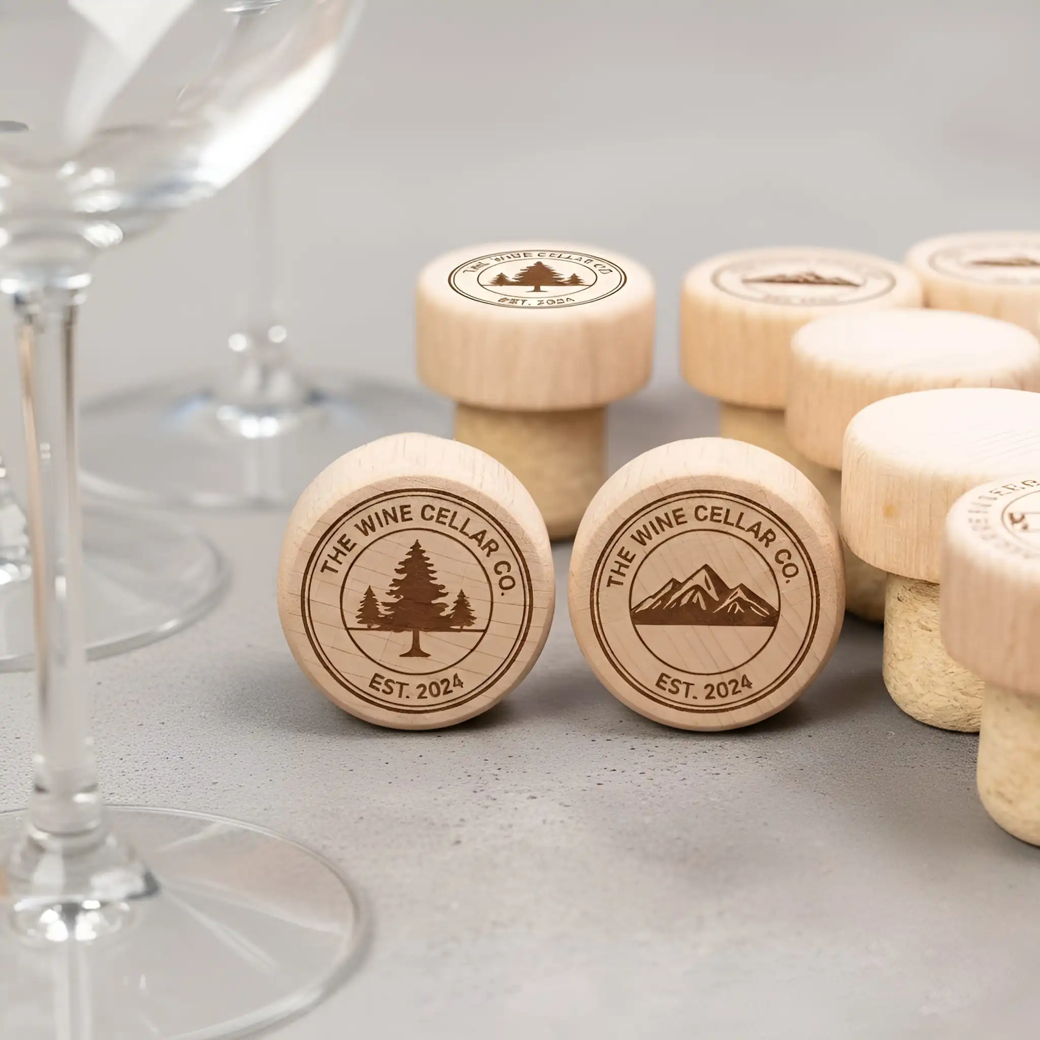 houten wijnstopper logo