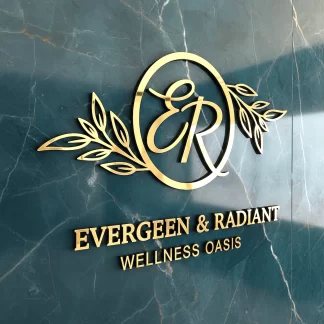 spiegelgoud logo muur